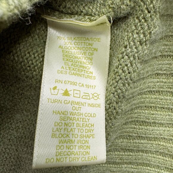 Sigrid Olsen Cardigan Sweater Women MP Beaded Green Fairy Floral Silk Cotton - Picture 4 of 7